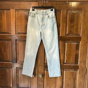 Reformation Jeans Cynthia High Rise Straight Jeans Button Fly Size 27 Light Wash